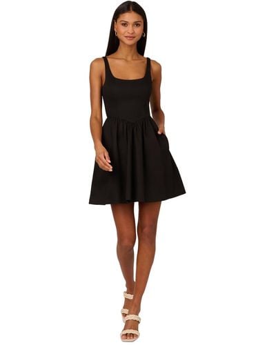 Adrianna Papell Scoop-neck Mini Dress - Black