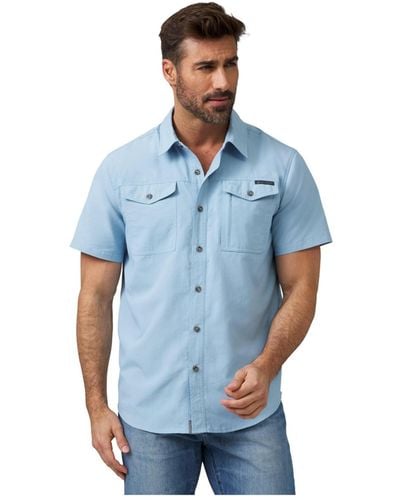 Free Country Expedition Nylon Rip-stop Short Sleeve Shirt - Blue