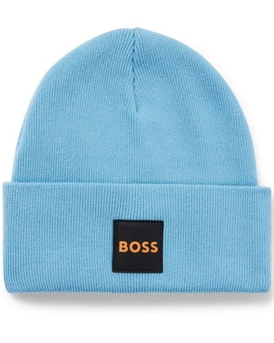 BOSS Boss By Double-layer Patch Beanie Hat - Blue