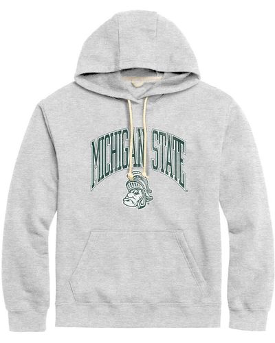 League Collegiate Wear Distressed Michigan State Spartans Tall Arch Essential Pullover Hoodie - Gray