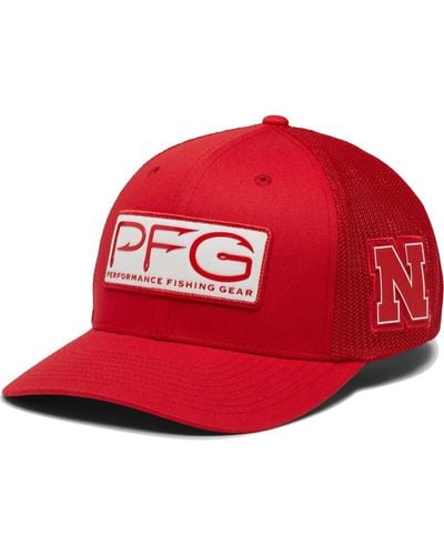 Columbia Nebraska Huskers Pfg Hooks Flex Hat - Red