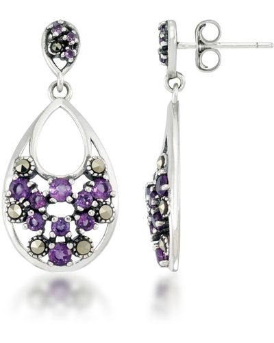 Macy's Pave Amethyst Teardrop Dangle Earrings - Purple