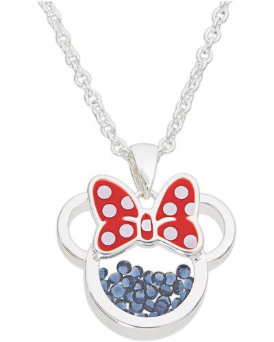 Disney Minnie Mouse Silver Plated Birthstone Shaker Necklace - White