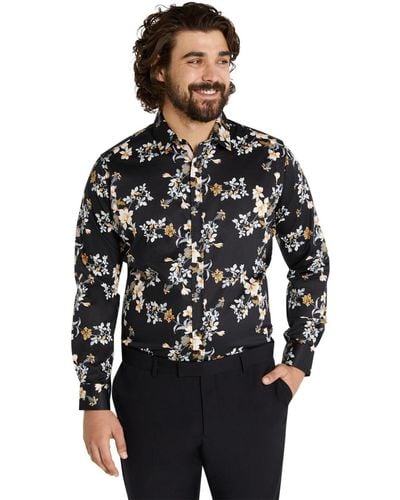 Johnny Bigg Big & Tall Miles Floral Print Shirt - Black
