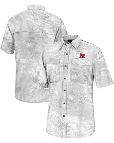 Colosseum Athletics Rutgers Scarlet Knights Real Tree Aspect Charter Full-button Fishing Shirt - White