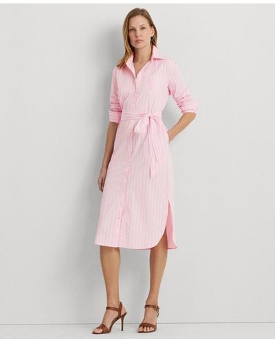 Lauren by Ralph Lauren Cotton Striped Shirtdress - Pink