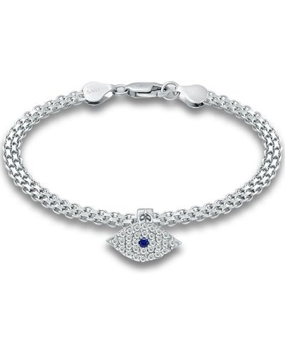 Giani Bernini Cubic Zirconia Evil Eye Charm Bismark Chain Bracelet - White