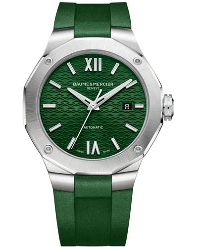 Baume & Mercier Swiss Automatic Riviera Green Rubber Strap Watch 42mm