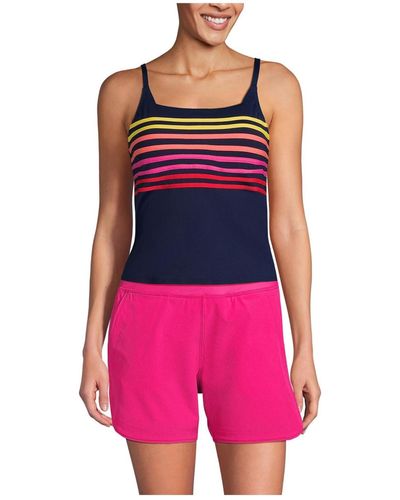 Lands' End D-cup Chlorine Resistant Square Neck Tankini Swimsuit Top - Pink
