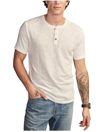 Lucky Brand Linen Short Sleeve Henley T-shirt - White
