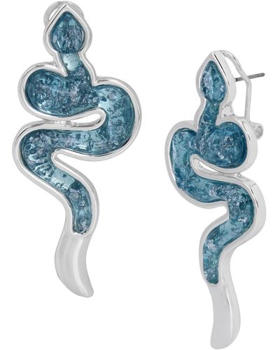 Robert Lee Morris Faux Stone Snake Post Earrings - Blue