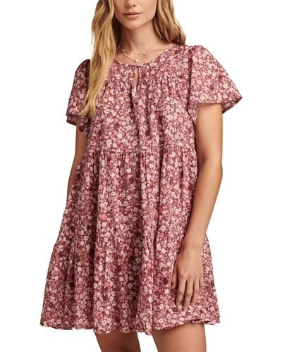 Lucky Brand Cotton Floral-print Tiered Mini Dress