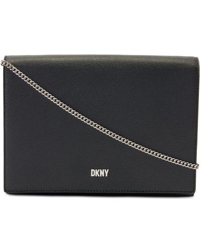 DKNY Twiggy Clutch With Chain Strap And Interior Mirror - Black
