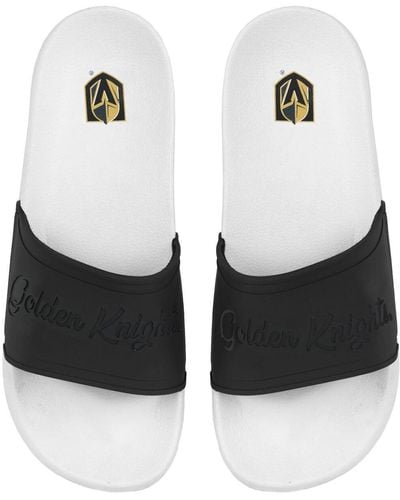 FOCO Vegas Golden Knights Script Wordmark Slide Sandals - White