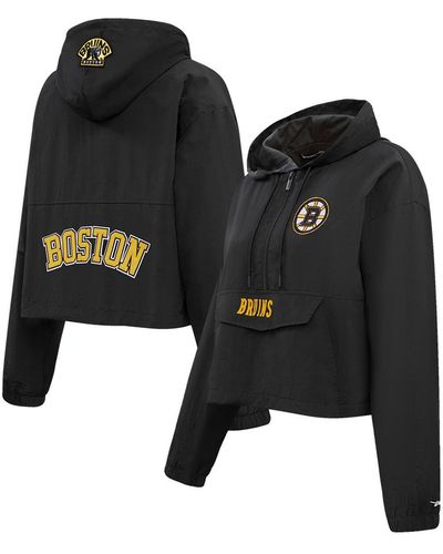 Pro Standard Boston Bruins Classic Cropped Half-zip Wind Jacket - Black