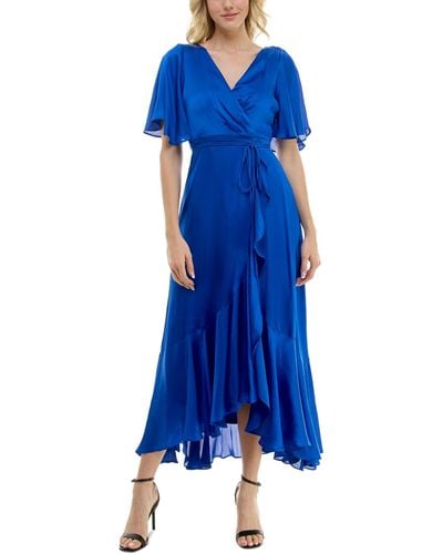 Taylor Flutter-sleeve High-low A-line Dress - Blue