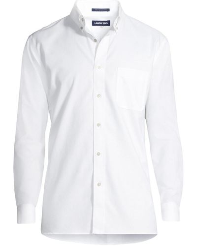 Lands' End Tailored Fit No Iron Solid Supima Cotton Oxford Dress Shirt - White