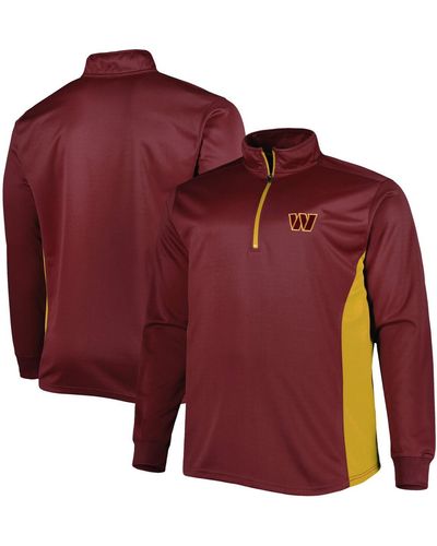 Profile Washington Commanders Big And Tall Quarter-zip Top - Red