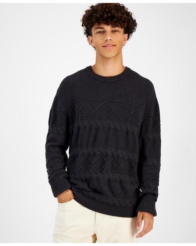 Sun & Stone Sun + Stone Cable-knit Crewneck Sweater - Black