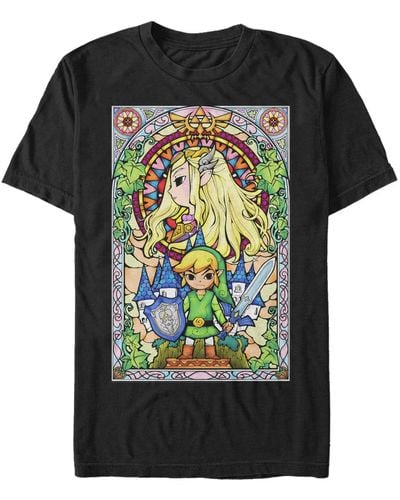 Fifth Sun Nintendo Legend Of Zelda Wind Waker Link Regal Glass Short Sleeve T-shirt - Black