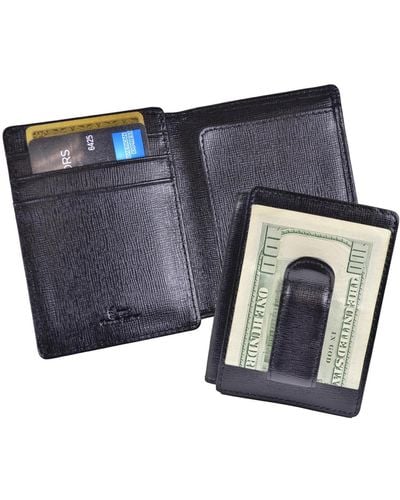ROYCE New York Saffiano Money Clip Wallet - Blue