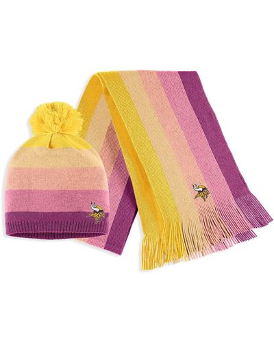 WEAR by Erin Andrews Minnesota Vikings Ombre Pom Knit Hat And Scarf Set - Pink