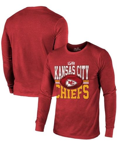 Majestic Threads Kansas City Chiefs Super Bowl Lviii Tri-blend Long Sleeve T-shirt - Red