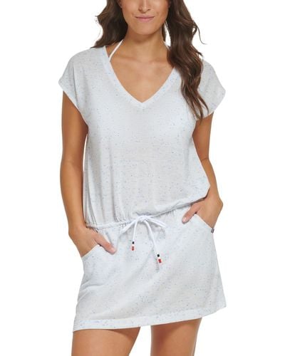 Tommy Hilfiger Drawstring Cover-up Dress - White