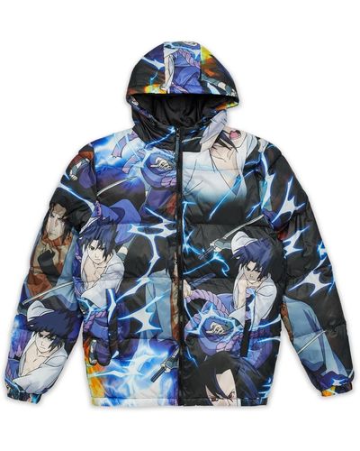 Reason Naruto Sasuke All Over Print Puffer Jacket - Blue