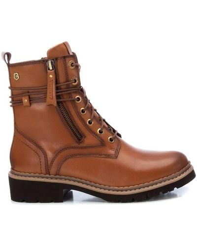 Xti Leather Booties Carmela Collection By - Brown