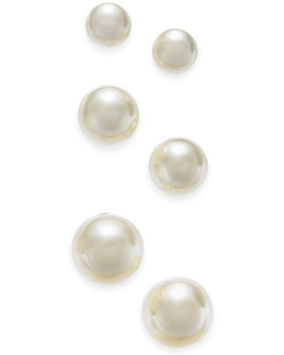 Charter Club Silver-tone 3-pc. Set Imitation Pearl Stud Earrings - White