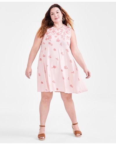 Style & Co. Plus Size Printed Flip-flop Dress - Pink