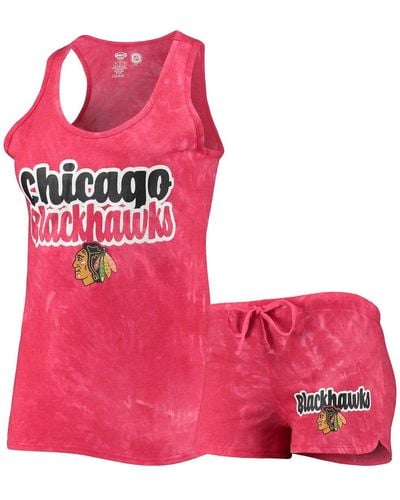 Concepts Sport Chicago Blackhawks Billboard Racerback Tank Top And Shorts Set - Pink