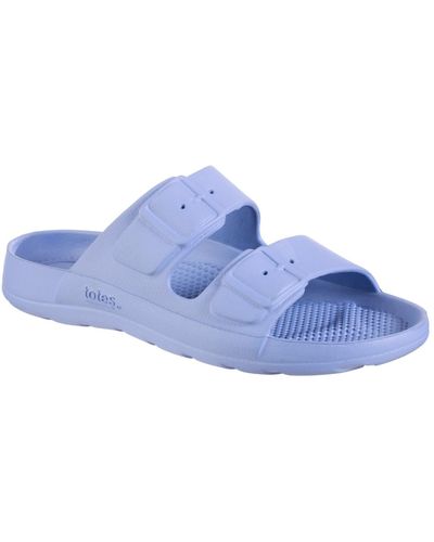 Totes Everywear Double Buckle Slides - Blue