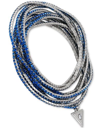 Guess 10-pc. Set Crystal Stretch Bracelets - Blue