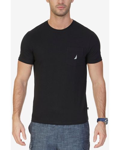 Nautica Classic-fit Solid Crew Neck Pocket T-shirt - Black