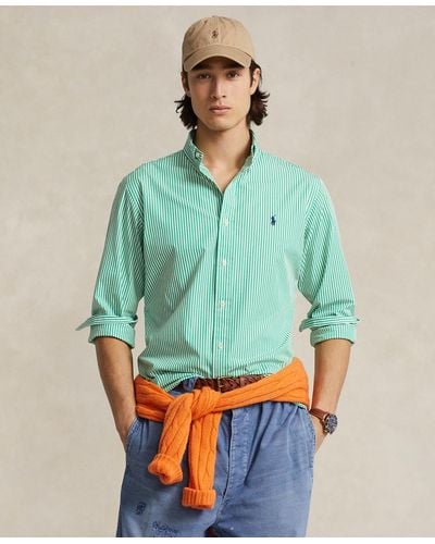 Polo Ralph Lauren Classic-fit Striped Stretch Poplin Shirt - Green