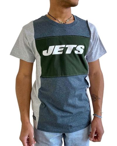 Refried Apparel Heathered Charcoal New York Jets Split T-shirt - Blue