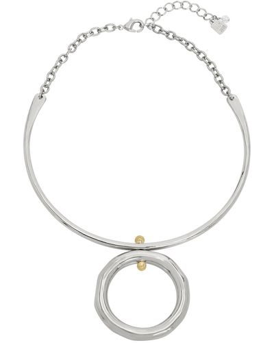 Robert Lee Morris Two-tone Open Circle Pendant Wire Necklace - Metallic