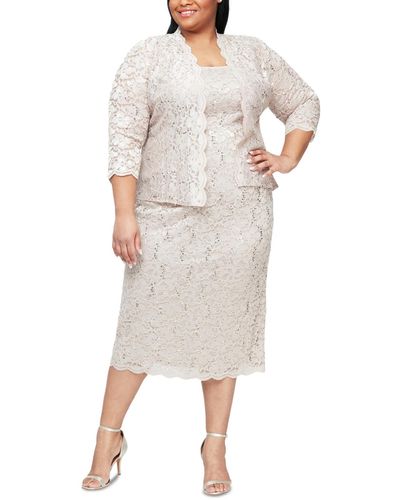 Sl Fashions Plus Size 2-pc. Lace Jacket & Sheath Dress Set - Gray