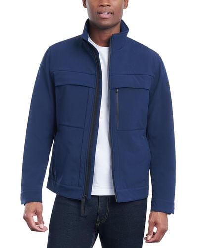 Michael Kors Dressy Full-zip Soft Shell Jacket - Blue