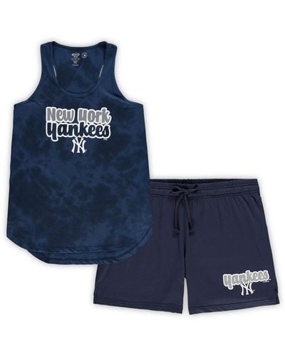 Concepts Sport New York Yankees Plus Size Cloud Tank Top And Shorts Sleep Set - Blue