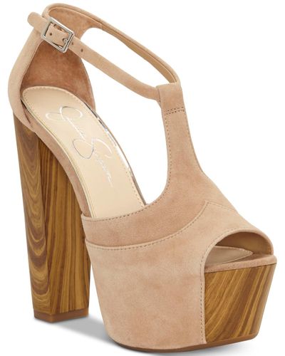 Jessica Simpson Dany Peep Toe Suede Platform Heels - Natural