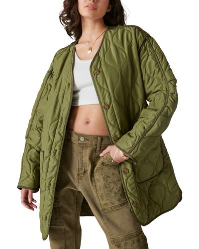 Lucky Brand Longline Quilted Liner Jacket - Green