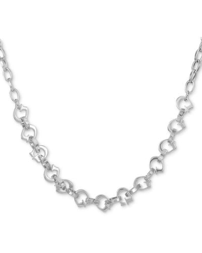 Guess Tone Alternating G Link Collar Necklace - Metallic