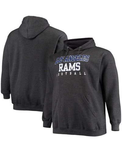 Fanatics Big And Tall Heathered Charcoal Los Angeles Rams Practice Pullover Hoodie - Black