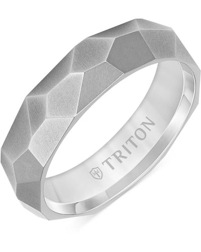 Triton Faceted Brush Finish Wedding Band - White
