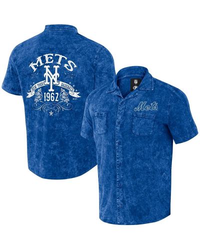 Fanatics Darius Rucker Collection By Distressed New York Mets Denim Team Color Button-up Shirt - Blue