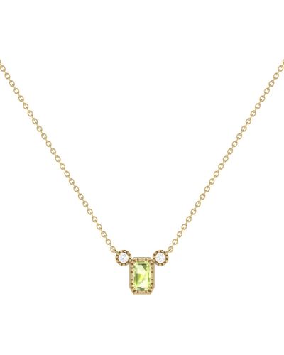 LuvMyJewelry Emerald Peridot Gemstone Round Natural Diamond 14k Gold Birthstone Necklace - Metallic