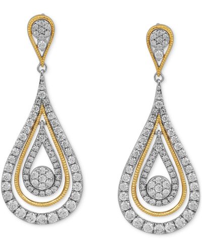 Macy's Diamond Teardrop Orbital Drop Earrings (2 Ct. T.w. - Metallic